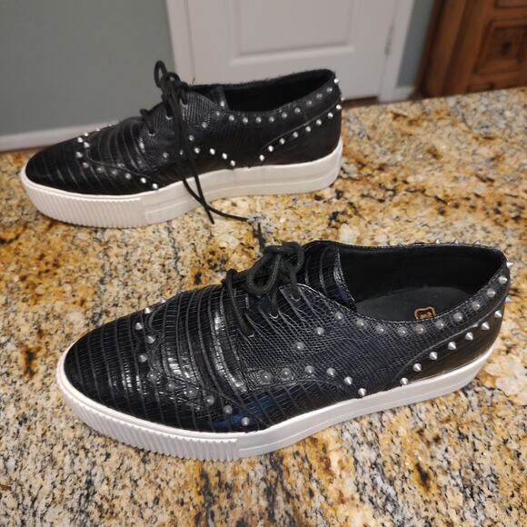 Stylish Ash Krush Black Snakeskin Crocodile Style Studded Sneakers Sz 38 US 7.5 - Picture 4 of 13